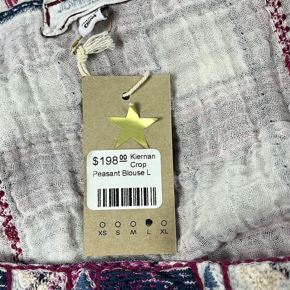 Johnny Was Womens Pink Plaid Peasant Floral Blouse Sz L - Picture 8 of 8